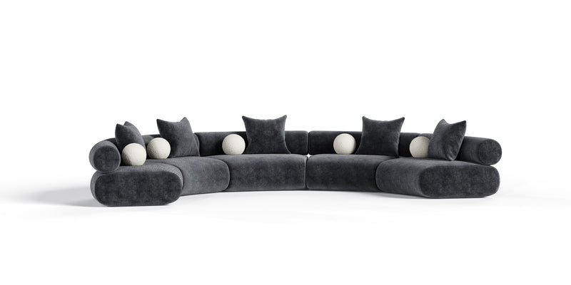 Evelyn 5 Piece Dark Grey Curved Modular Sectional Sofa