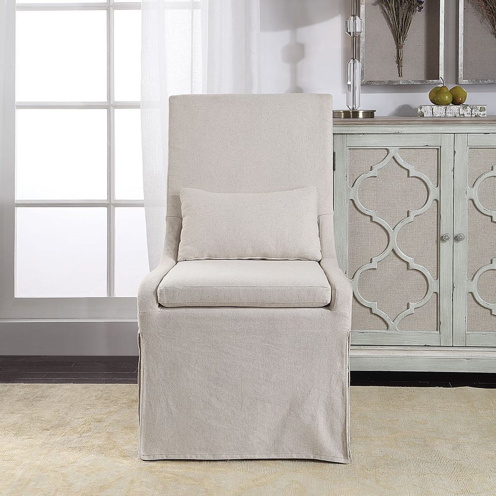Hazel Armless Off White Linen Chair