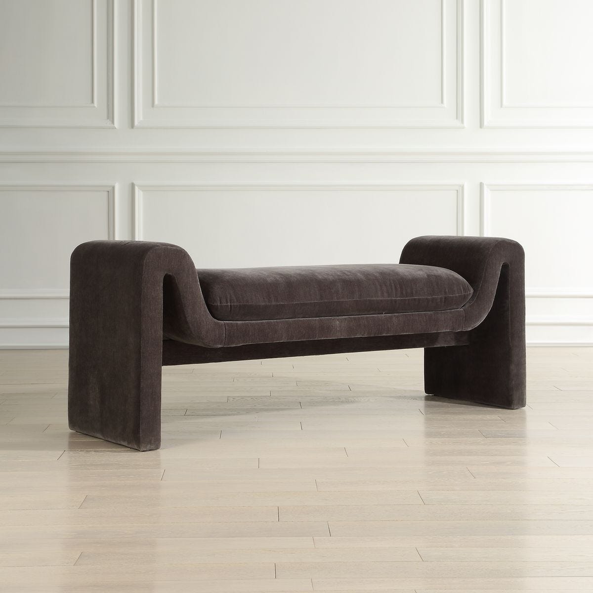 Elara Grey Velvet Bench