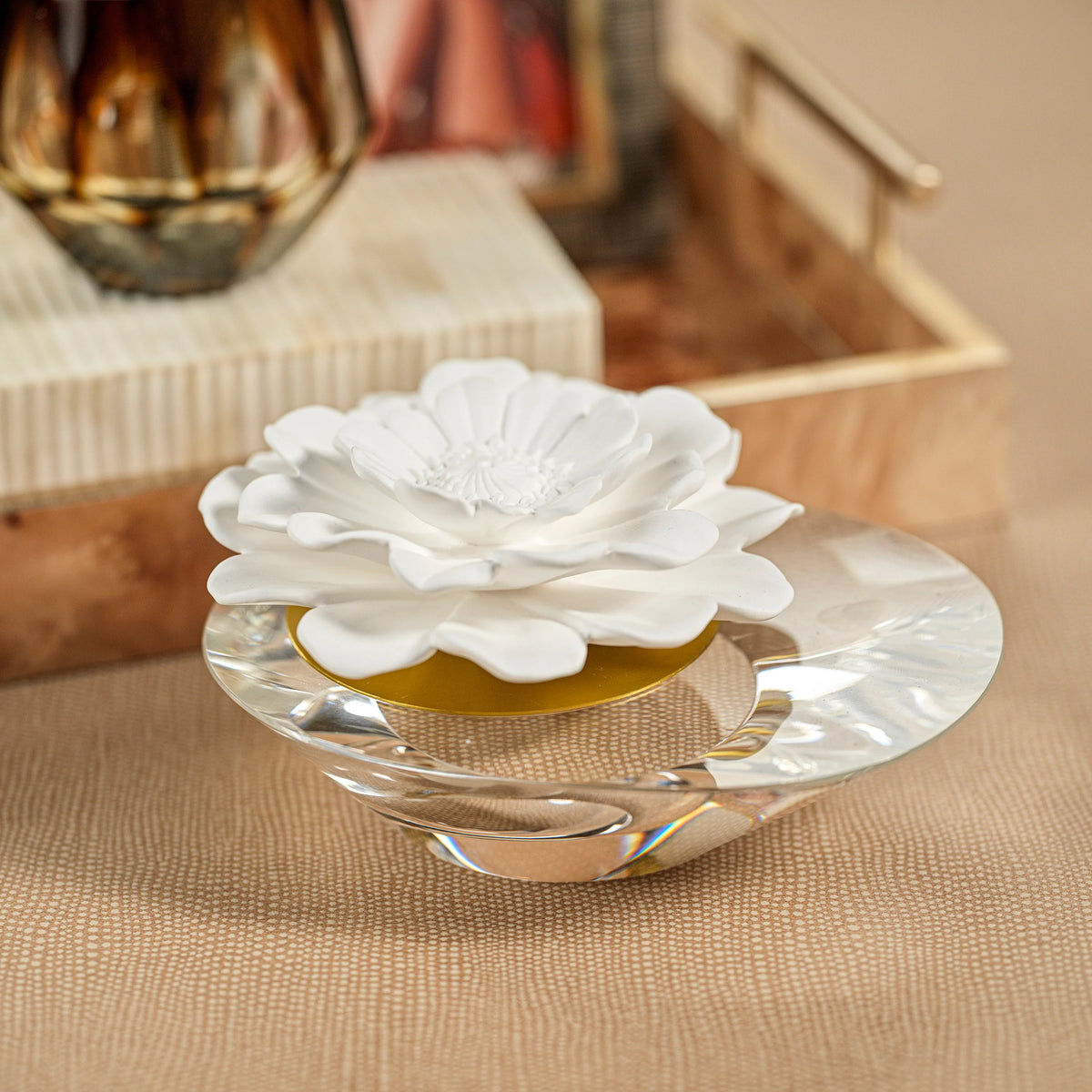 Dream Moroccan Peony Fragrance Porcelain & Crystal Diffuser (Sets of 2 & 4) - 2 Sizes Available