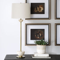 Hallie 37" Travertine & Gold Buffet Lamp