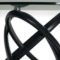 Caroline Modern Round Glass & Black Dining Table