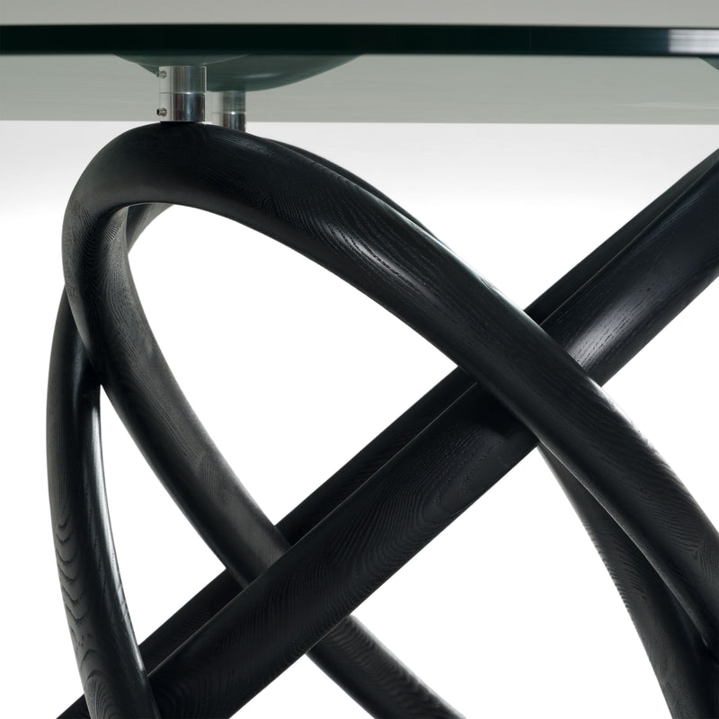 Caroline Modern Round Glass & Black Dining Table