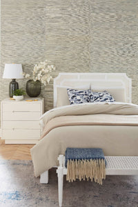 Olivia Soft White & Vanilla Lacquered Bleached Oak Bed