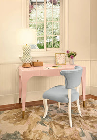 Oceane Light Blue Performance Linen & White Dining Chair