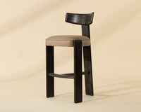 Horton Dark Brown Oak & Sahara Sand Leather Bar Stool