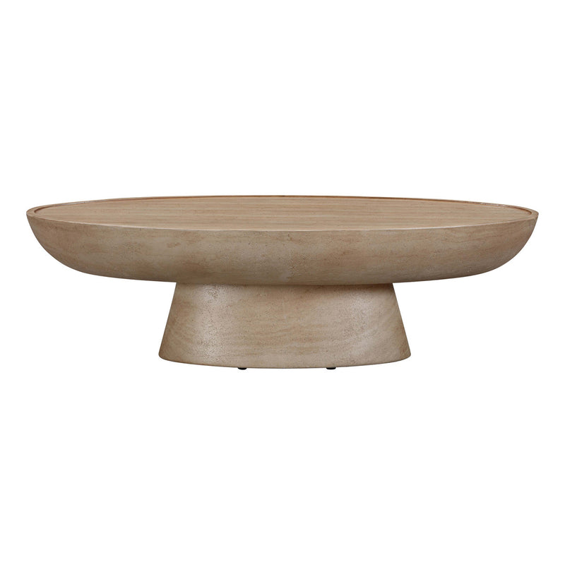 Cline Textured Faux Travertine Indoor / Outdoor Coffee Table