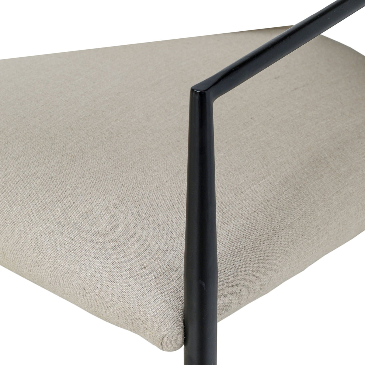 Fatime Cream Linen Forged Iron Dining Chair