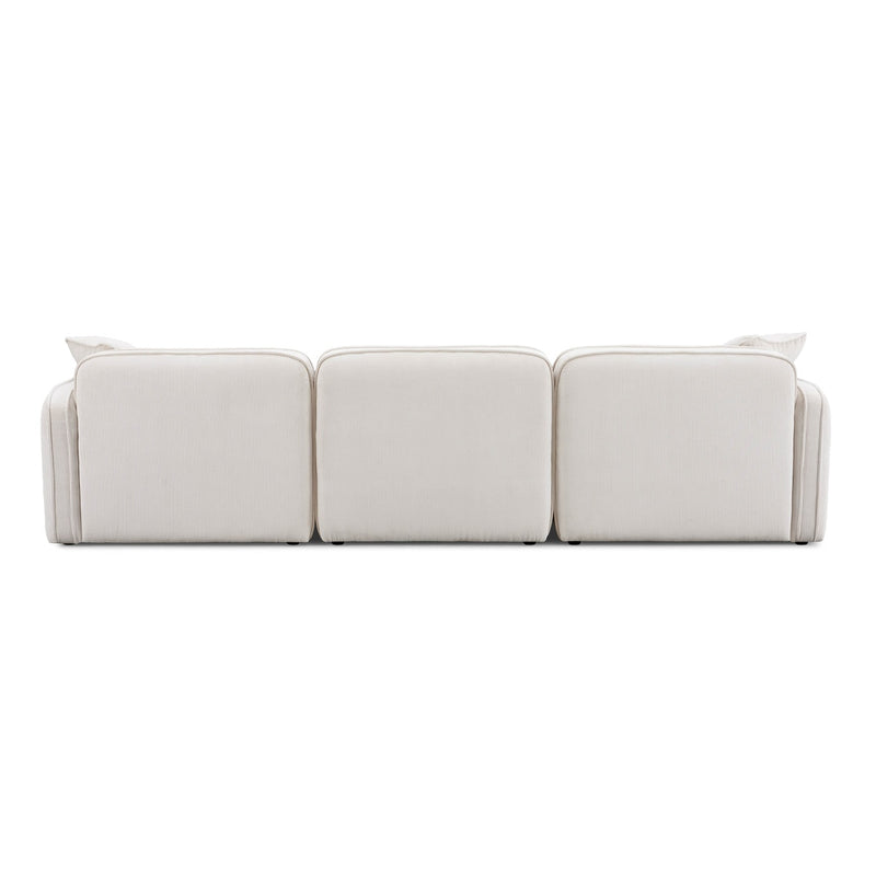 Travie 111" White Sand Performance Corduroy Velvet Modular Sofa