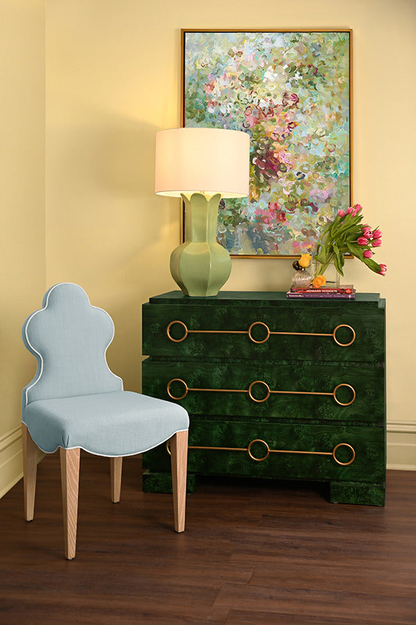 Fischer Light Blue Performance Linen Dining Chair