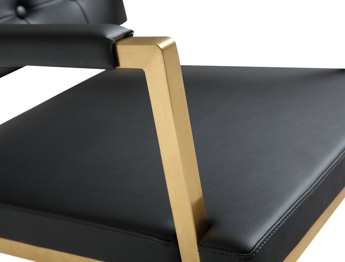 Lila Black Faux Leather Gold Steel Barstool - Luxury Living Collection