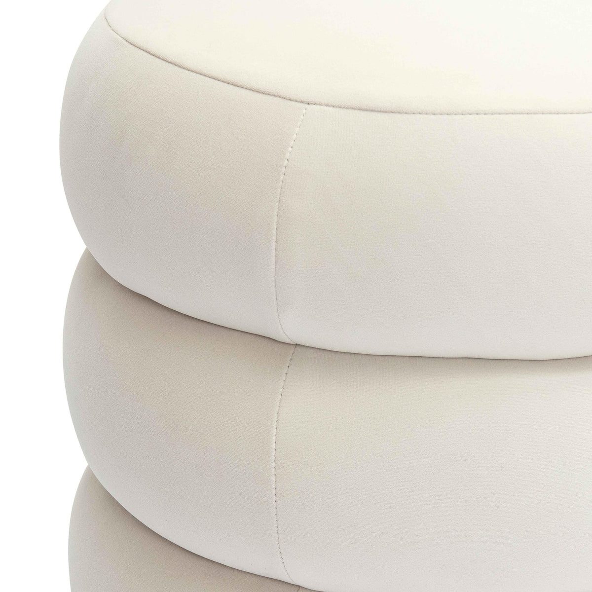 Stefanie Cream Performance Velvet Ottoman