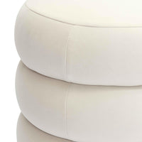 Stefanie Cream Performance Velvet Ottoman