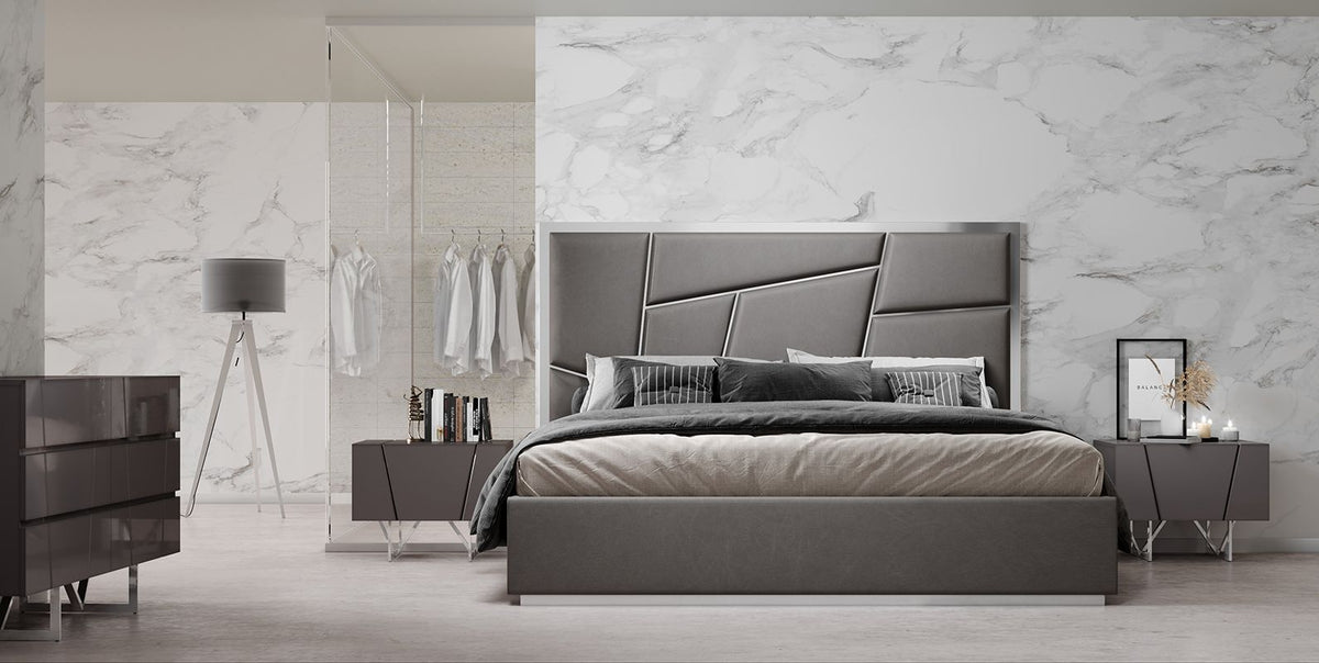 Darian Modern Grey Bonded Leather Bed