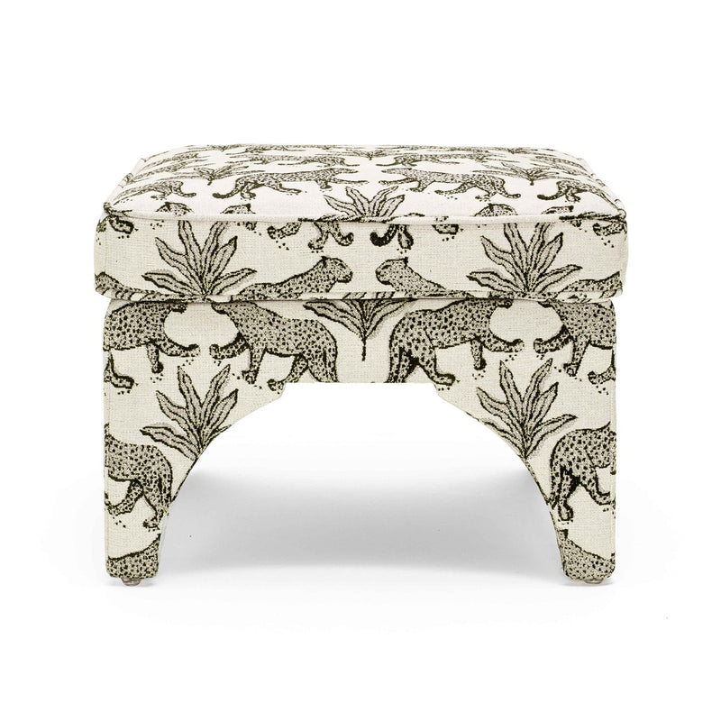 Kaelie Taupe Leopard Jacquard Ottoman