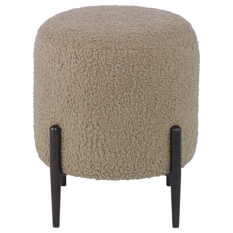 Riely Beige Faux Shearling & Bronze Ottoman