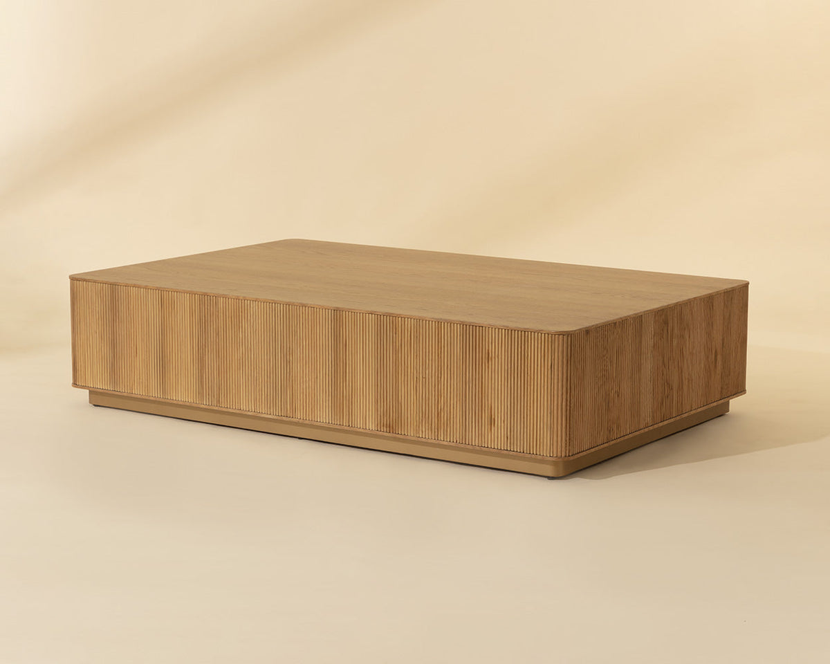 Kalla 65" Natural Oak & Brushed Gold Coffee Table