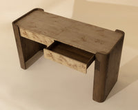 Beryl 60" Burl Veneer & Brown Oak Desk Console Table