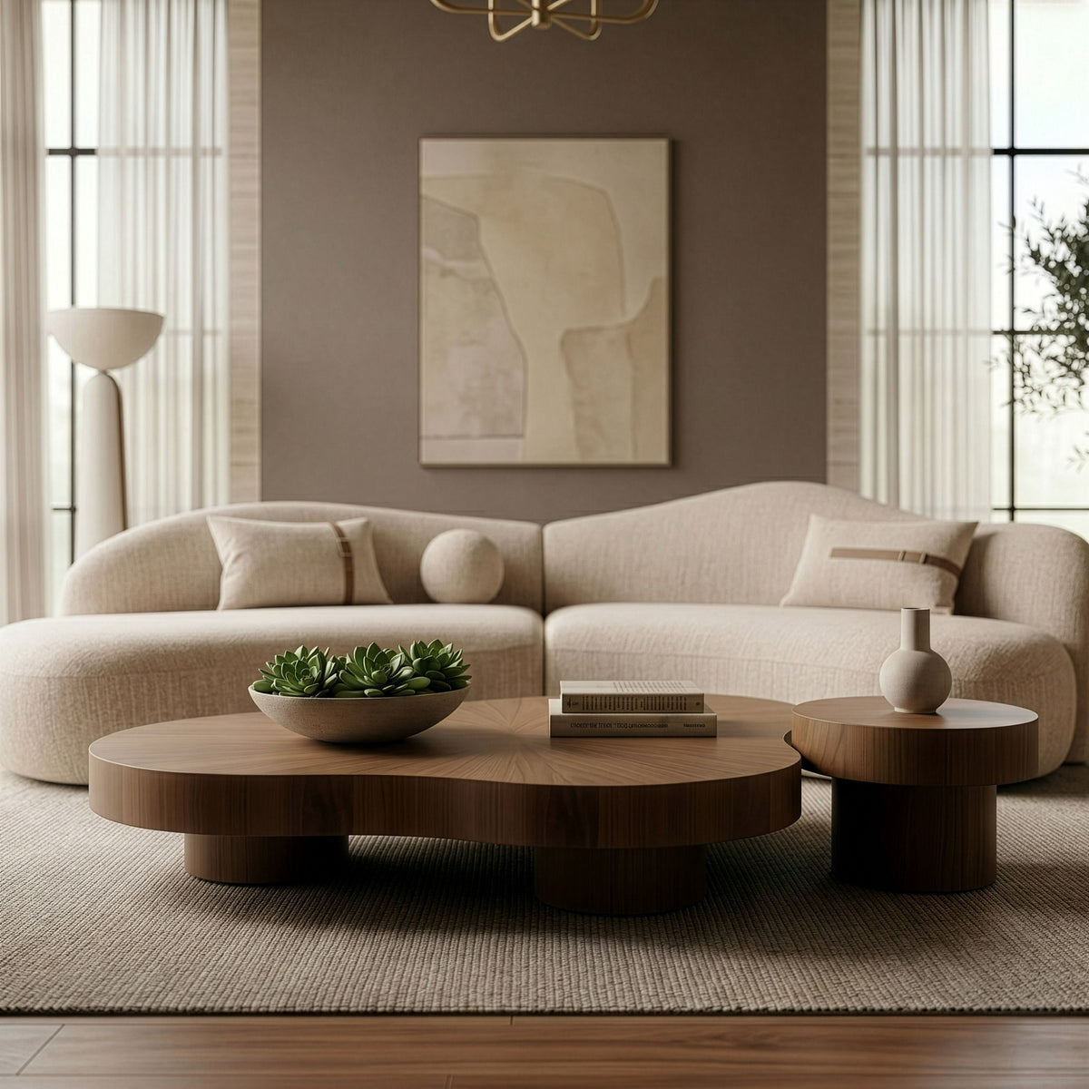 Penelope Modern Walnut Nesting Table Set