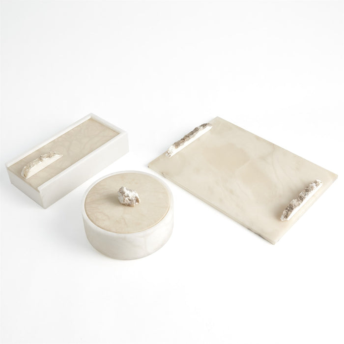 Rafaele Italian Alabaster Box with Finial Rock (2 Sizes Available)
