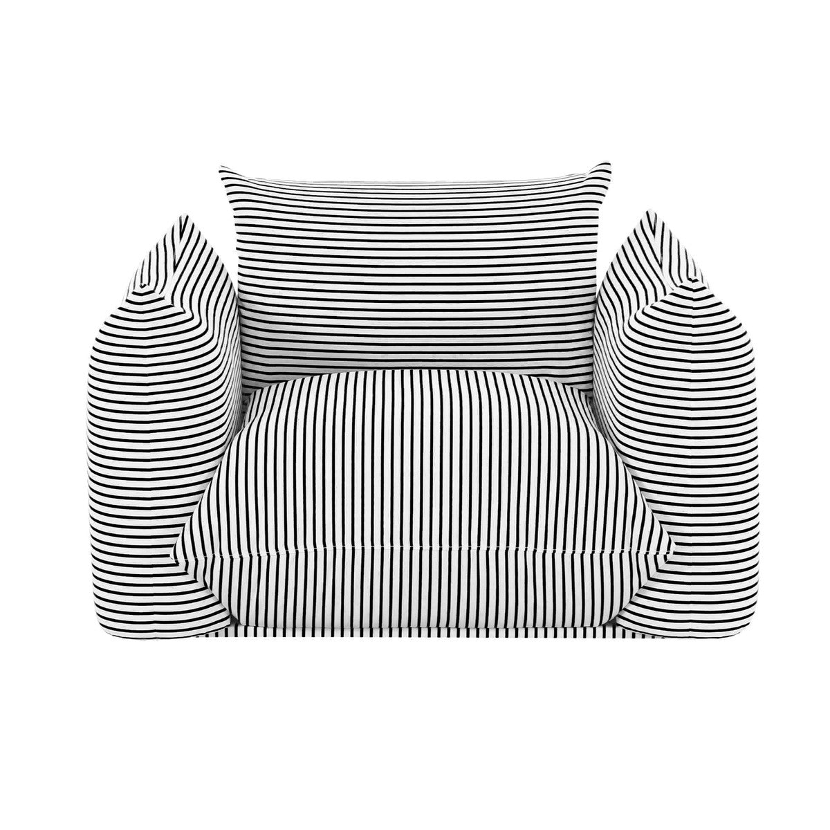 Positano Pearl and Black Striped Stuffed Outdoor Armchair