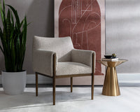 Olea Oatmeal Fabric & Bronze Dining Armchair