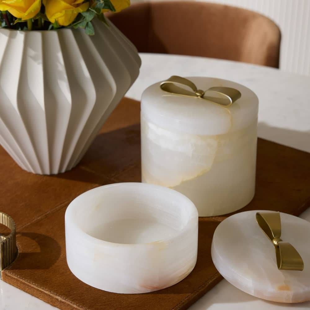 Monet White Onyx Container (2 Sizes Available)