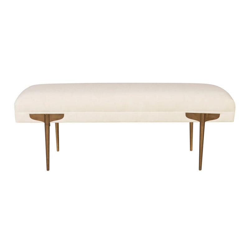 Kaya 53' Off-White Waived Velvet Bench - Luxury Living Collection