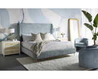 Mircea French Blue Plush Upholstered Curved Accent Chair