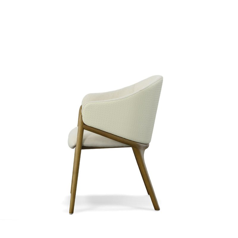 Claude Cream Fabric and Walnut Arm Dining Chair