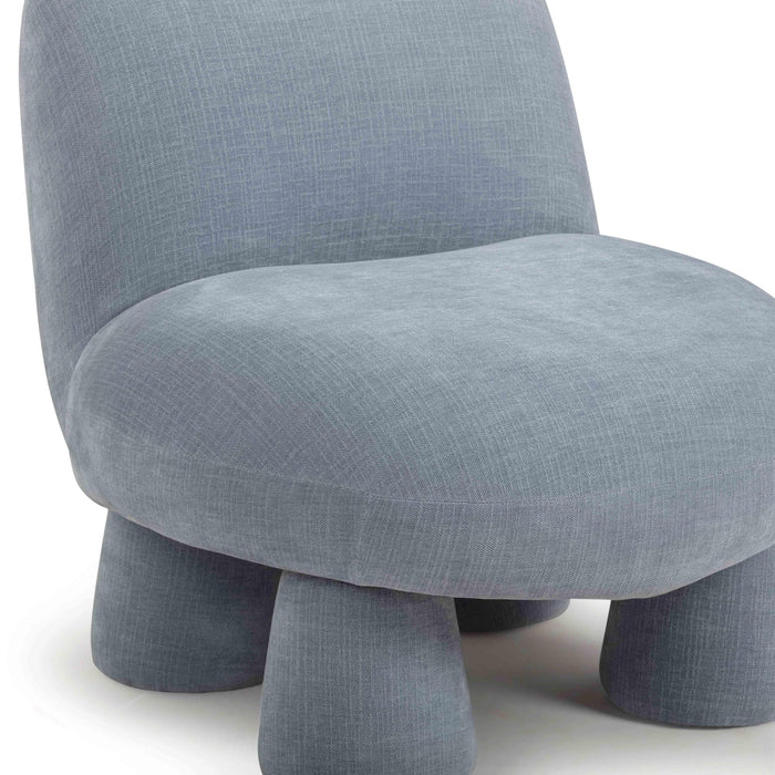 Aishen Blue Upcycled Chenille Accent Chair