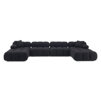 Vogue Black Vegan Shearling 6-piece Modular U-Sectional