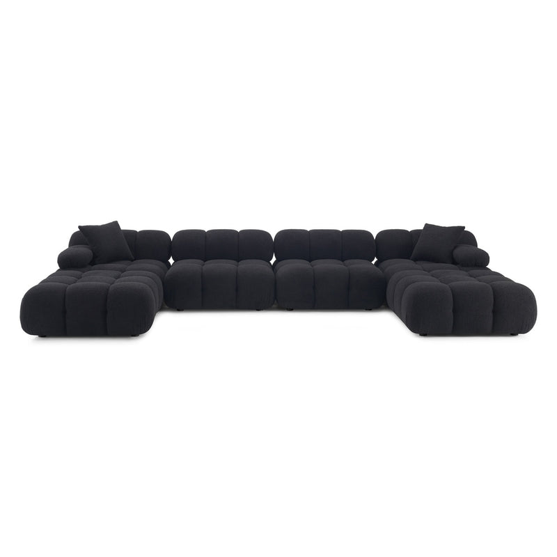 Vogue Black Vegan Shearling 6-piece Modular U-Sectional