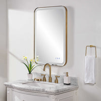 Miraze 32" Gold Lighted Vanity Rectangular Mirror