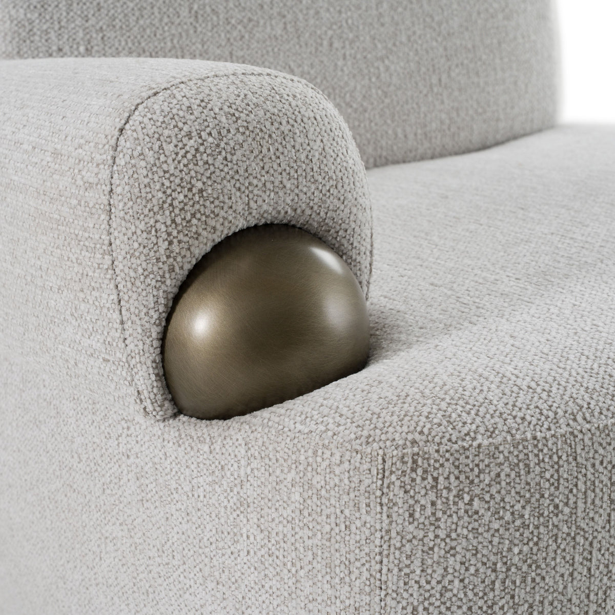Grace Modern Off-White & Antique Brass Accent Chair