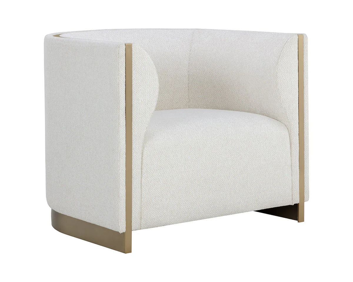 Larron Light Barley Performance Fabric & Gold Accent Chair