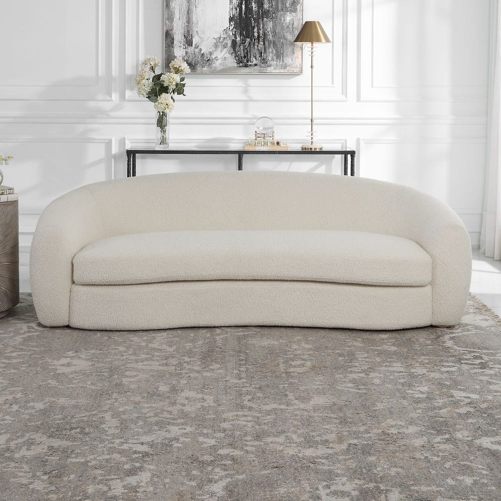 Eesha 90" Luxurious Off-White Faux Shearling Sofa