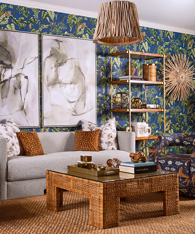 Jillian Dark Burl Wood & Brass Shelving