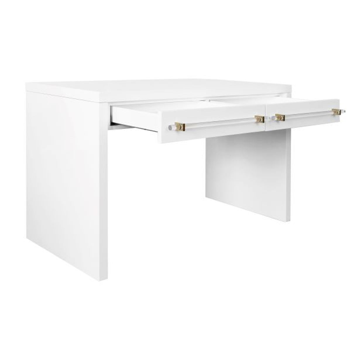 Araminta White Desk with Acrylic & Gold Accents