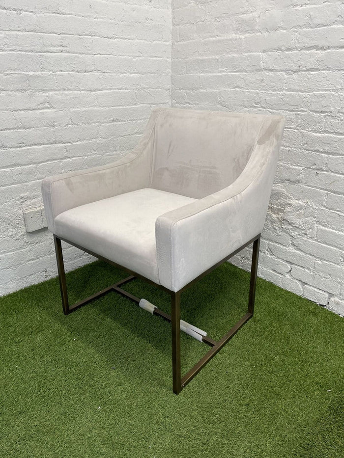 Isabeau Modern Beige Velvet & Brass Dining Chair
