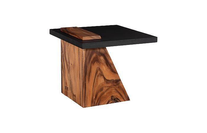 Edgely Modern Natural & Black Chamcha Wood End Table