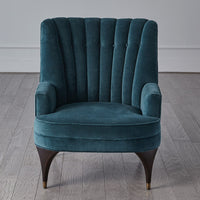 Channel Dragonfly Blue Velvet Accent Chair