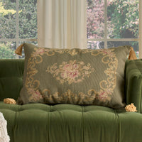 Taylor Vintage Sage Floral Medallion 20" x 30" Throw Pillow
