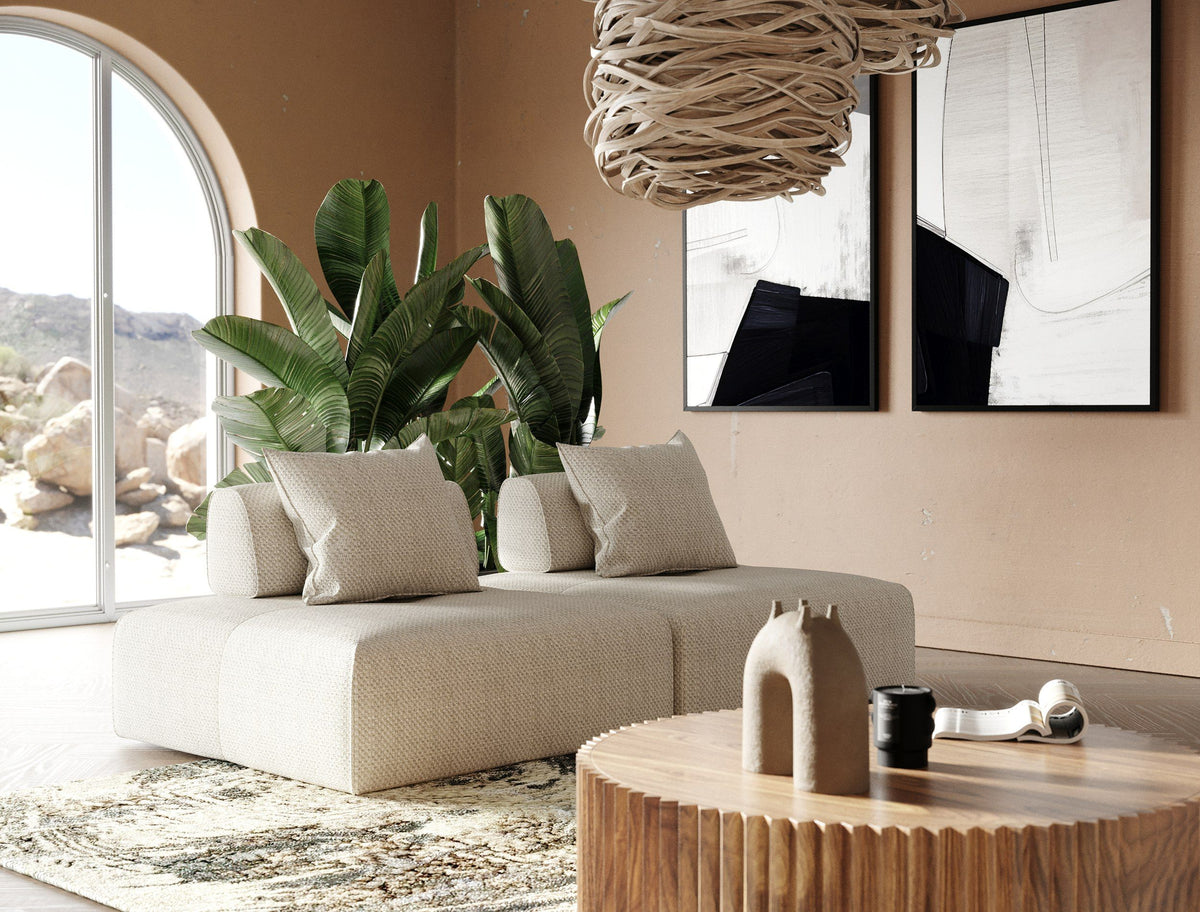 Eliza 2 Piece Modern Modular Beige Sectional Sofa