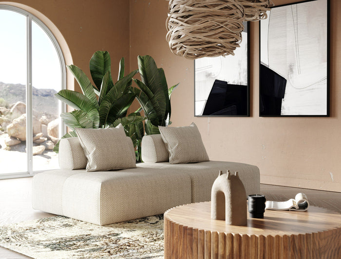 Eliza 2 Piece Modern Modular Beige Sectional Sofa