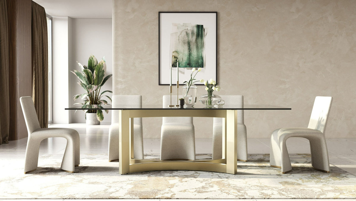 Allison Modern Glass & Gold Dining Table