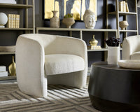 Mircea Ivory Plush Upholstered Curved Accent Chair