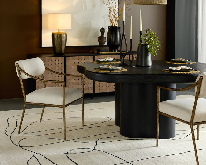 Bellona Black Solid Acacia Wood Dining Table
