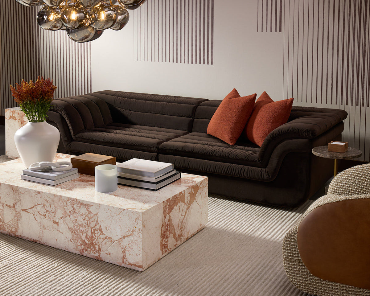 Bello 115" Mink Plush Channel Tufted Sofa