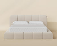 Olena Oatmeal Plush Upholstered Channel Bed